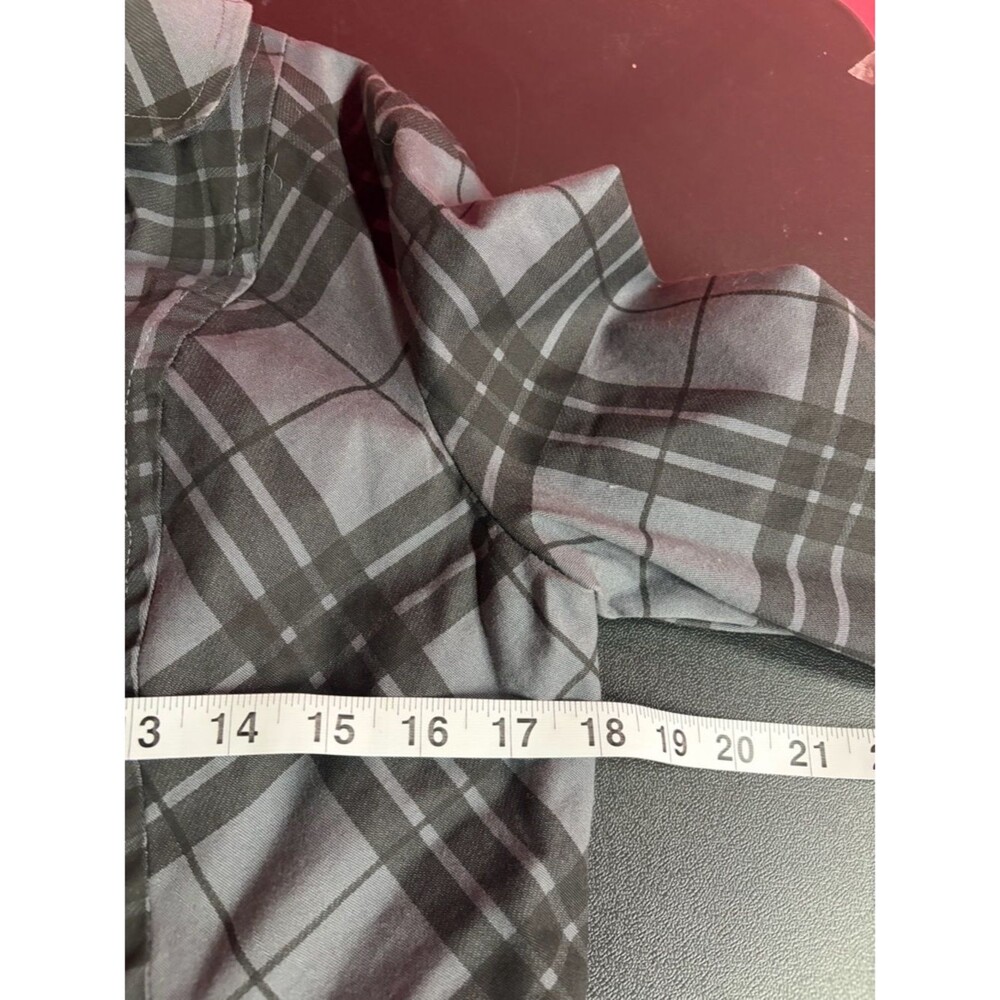 Maurices Gray Plaid Double Breasted Peacoat Jacket Cropped Sleeve Size L - Picture 6 of 6